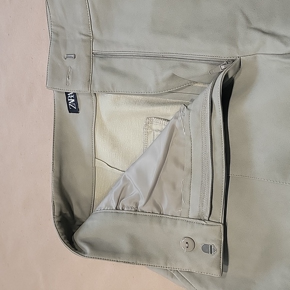 Zara Faux Leather Pants, Size M, Light Light Sage Green, Grayish Hue. EUC - Picture 13 of 14